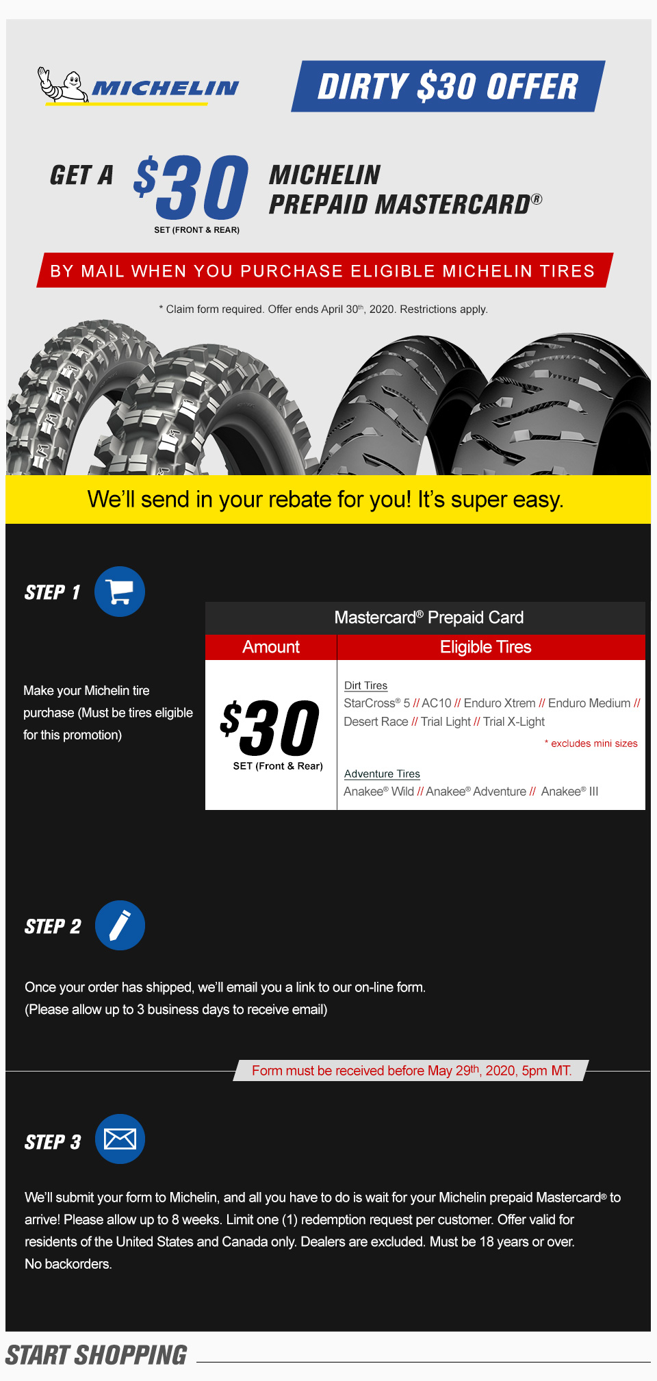 2020 Michelin Dirty30 Rebate Info