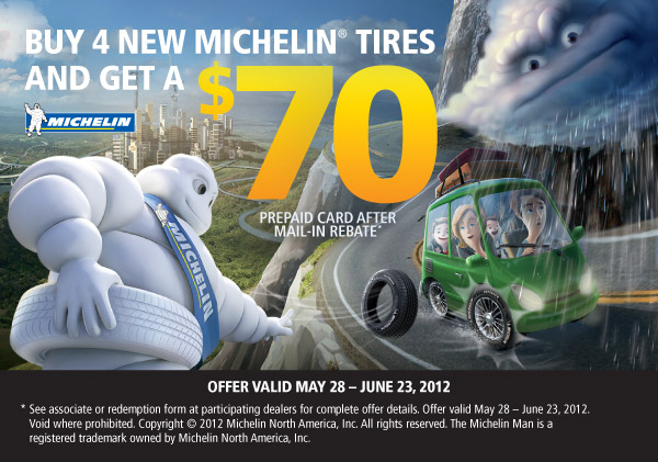 70 Mail in Rebate With The Purchase Of Any 4 Michelin Tires Gurney s 