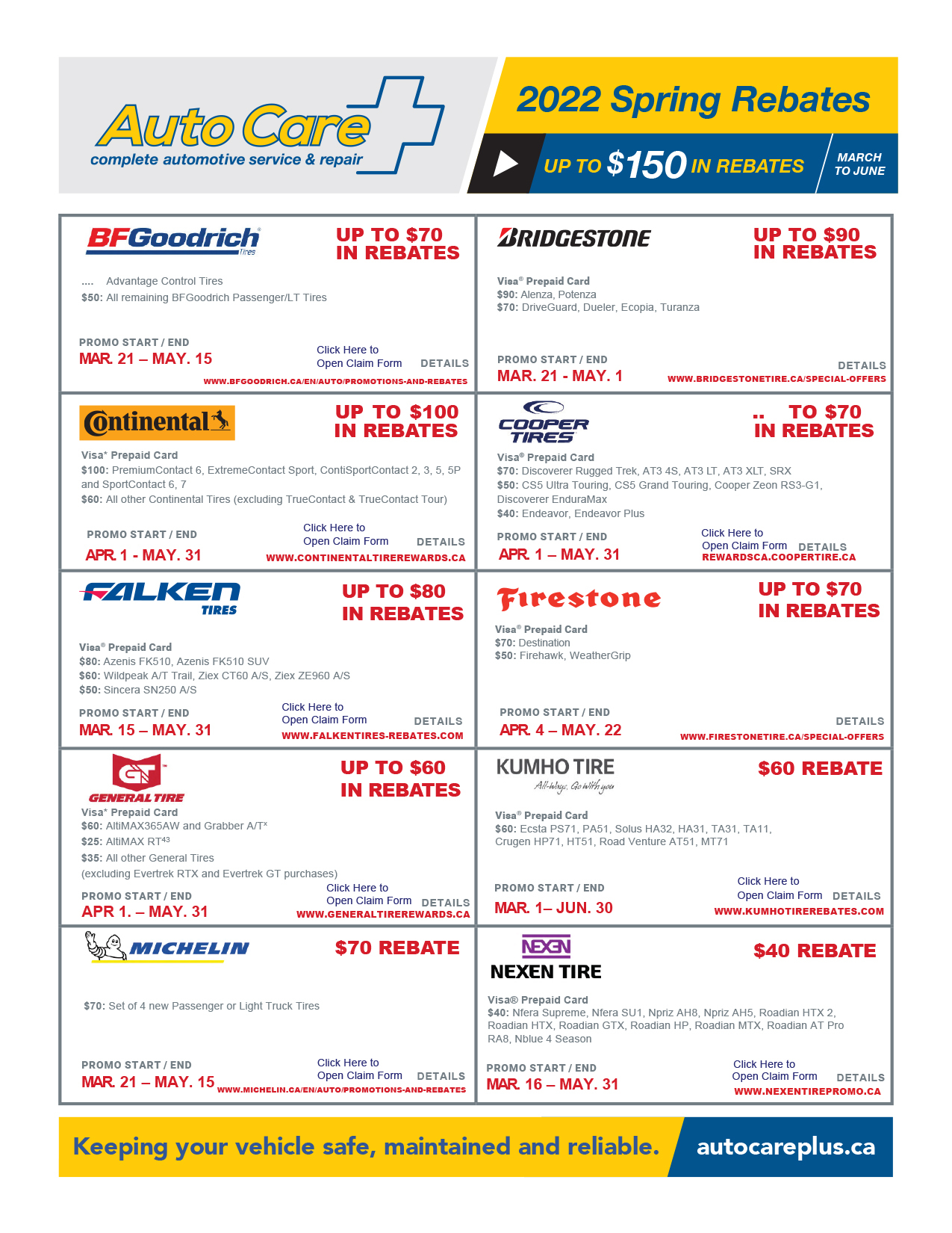 ACP TireDiscounter 2022 Tire Rebate indd Auto Care Plus