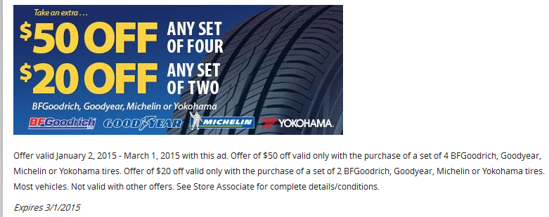 BF Goodrich Tire Coupons New Rebate For January 2021