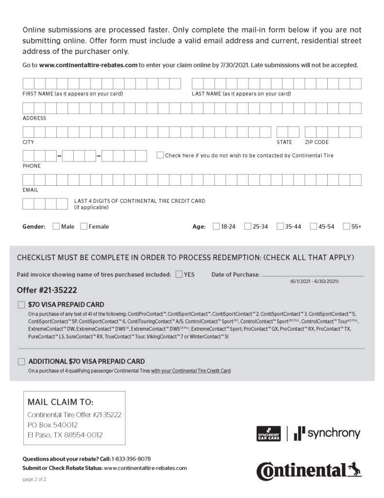 Continental Tire Rebate Forms 2022 Tirerebate