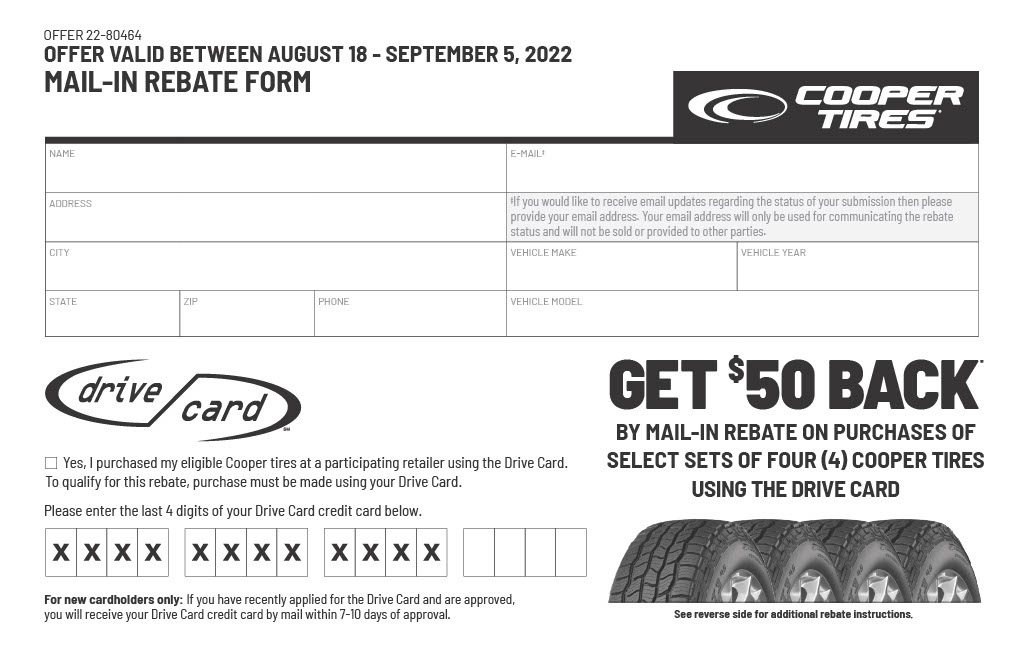 Cooper Tire Rebate Form July 2022 2022 Tirerebate