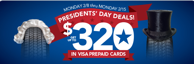 Discount Tire Direct President s Day Deals Up To 320 In Visa Prepaid 