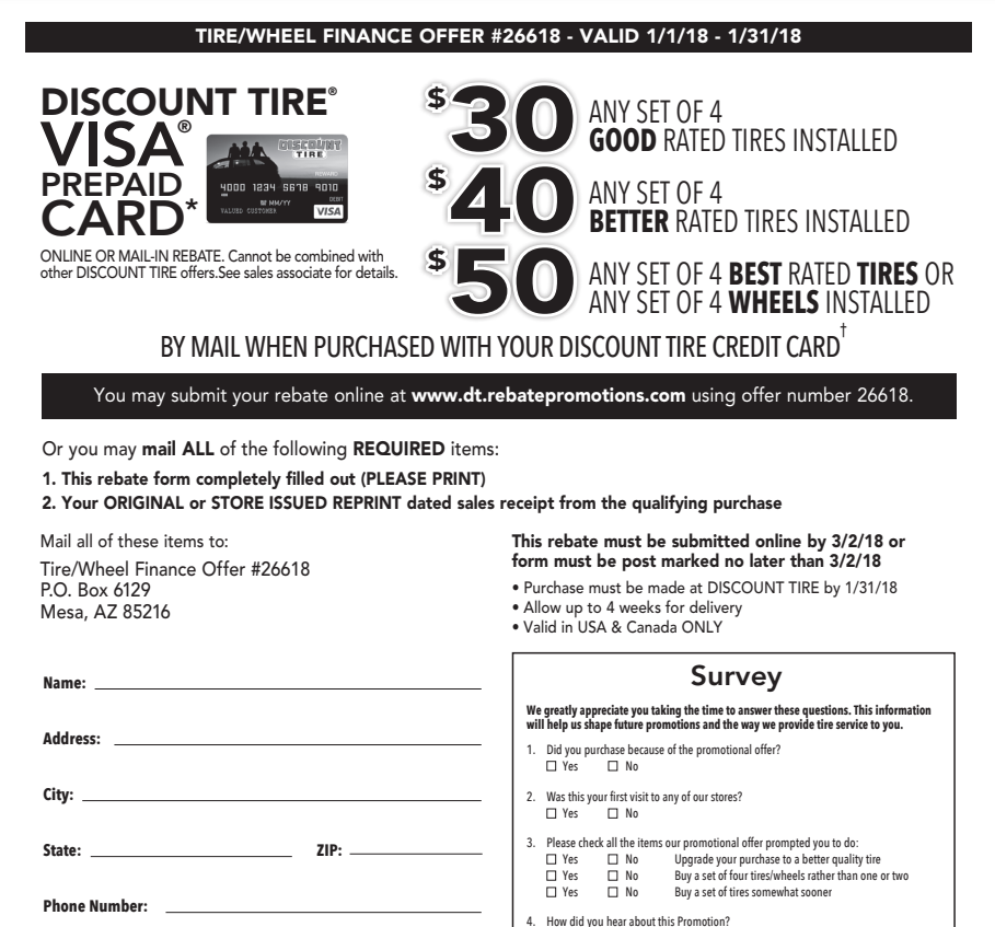 Discount Tire Rebate Form Printable Rebate Form