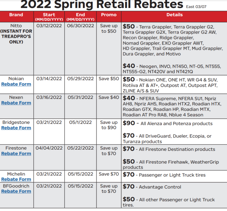 Firestone Tire Rebate Form 2022 Printable Rebate Form