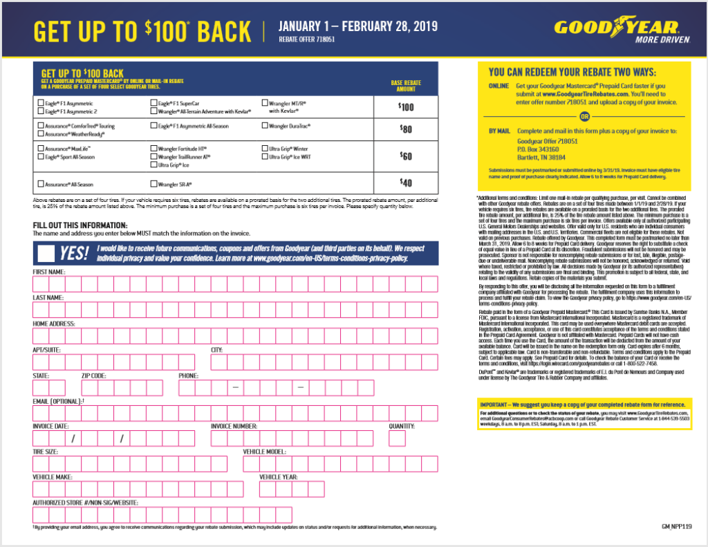 Goodyear Tire Rebate Form Pdf 2022 Tirerebate