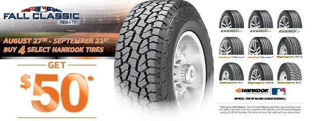 Hankook Fall Classic Rebate Buy 4 Select Hankook Tires And Get 50 