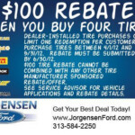 Major Tire Rebate At Jorgensen Ford Service Advisor Tire