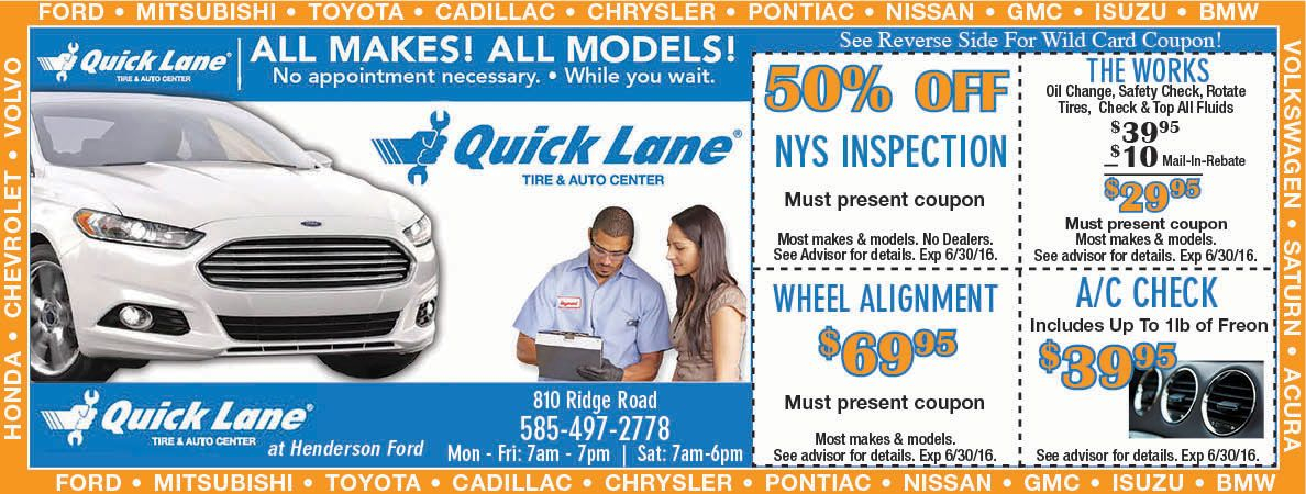 Save On Tires At Henderson Ford Quick Lane Ford Service Credit Card 