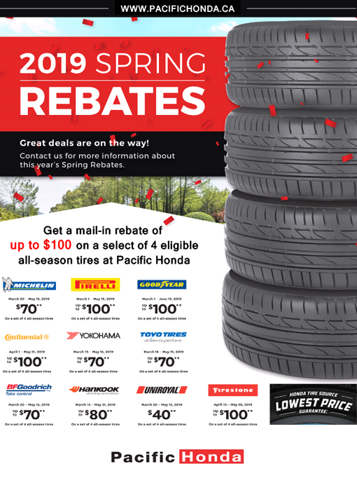 Spring Tire Rebates Save Up To 100 Pacific Honda