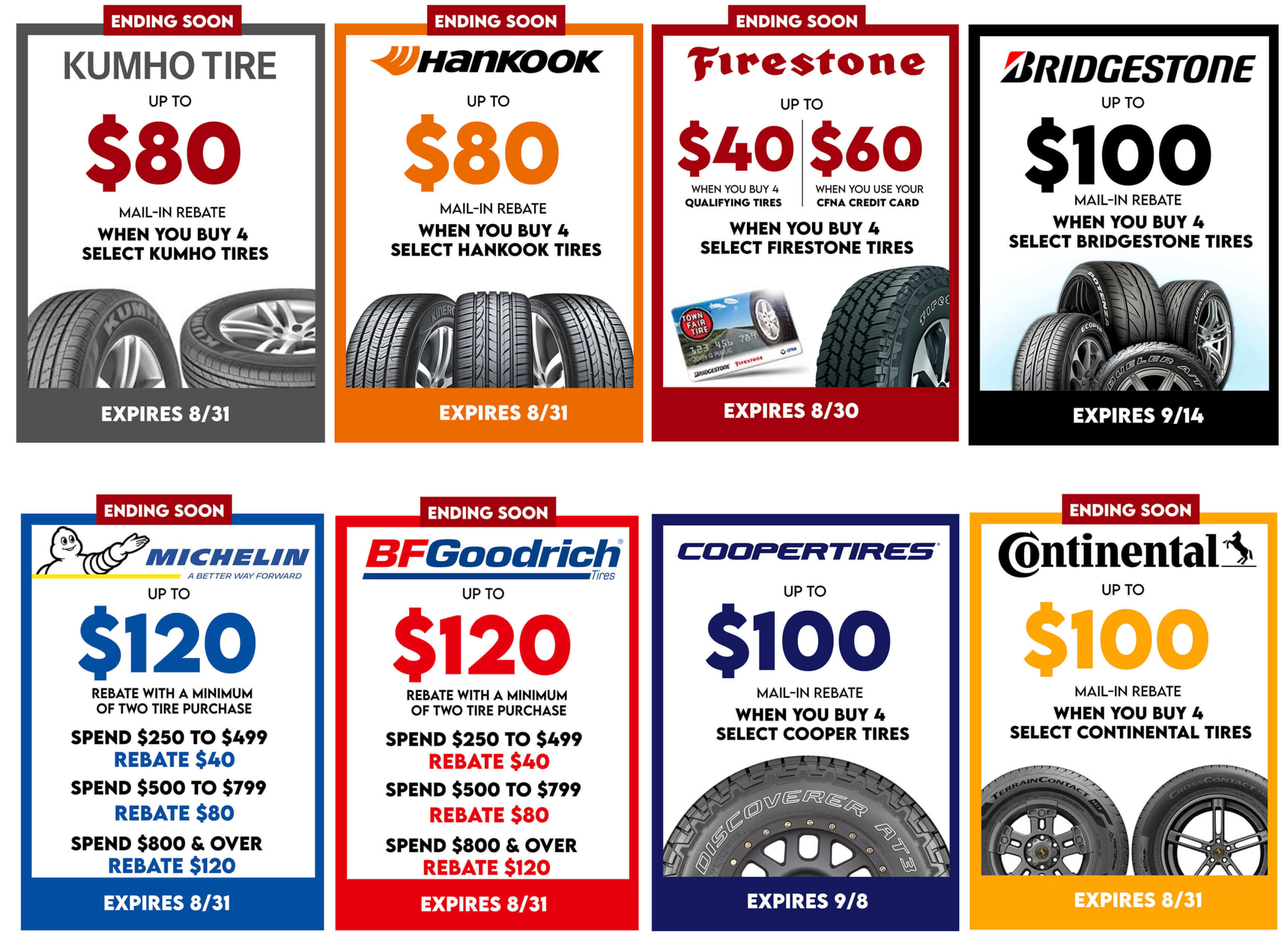 Available Tire Rebates August 2020