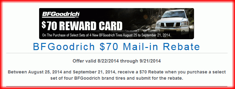 BF Goodrich Tire Coupons New Rebate For January 2021