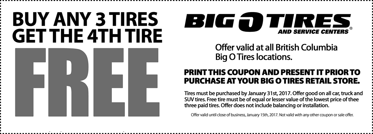 Buy 3 Get The 4th FREE Big O Tires Burnaby