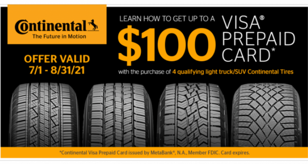 Continental Tire Launches New Rebate Promotion For July August