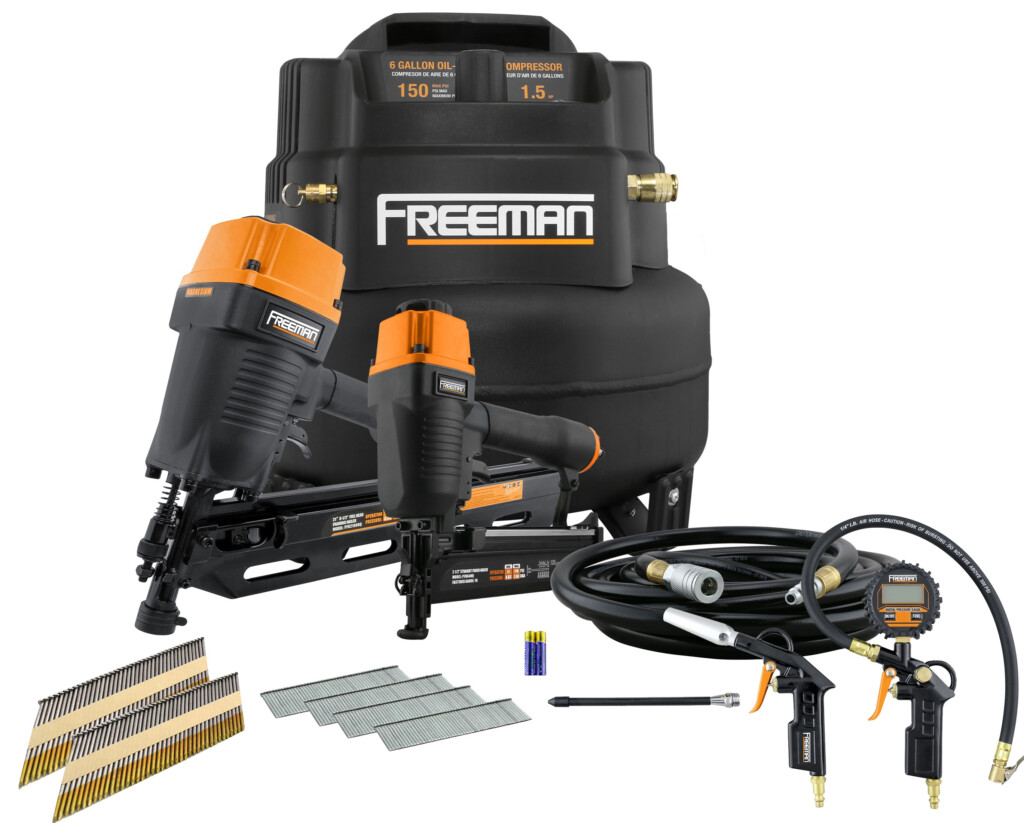 Freeman 6 Gallon Air Compressor W Framing Nailer Finish Nailer 