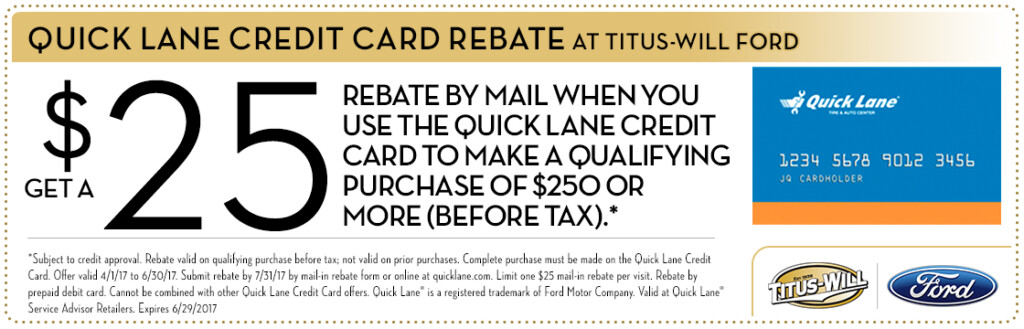 Genuine Ford Quick Lane Credit Card Special Service Rebate Offer 