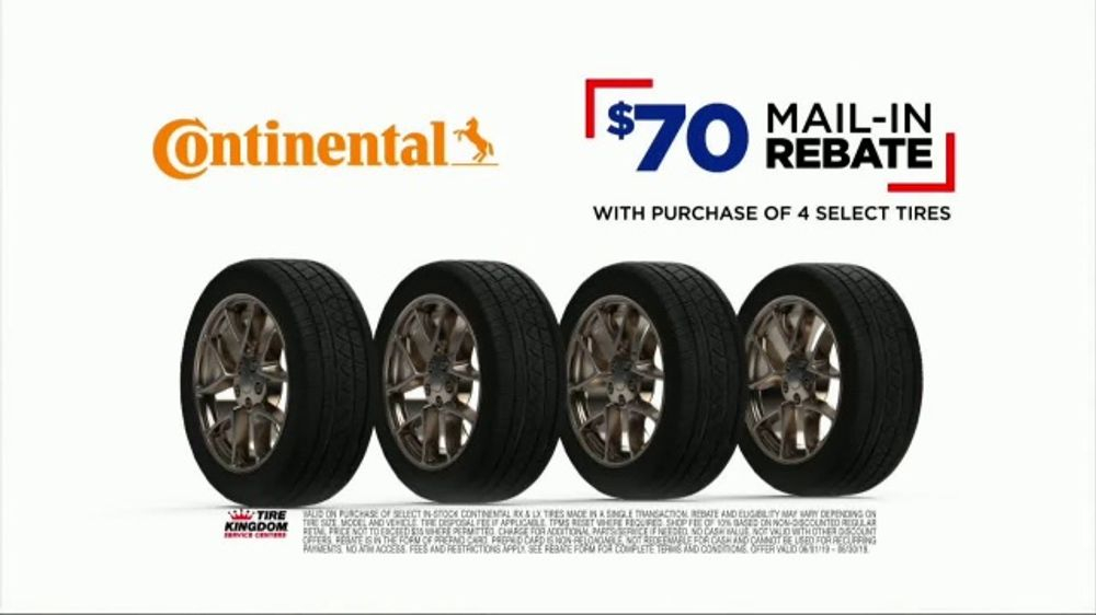 Tire Kingdom TV Commercial Buy Three Get One Free 70 Mail In Rebate 