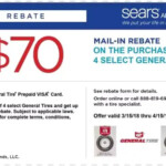 70 OFF Sears Coupon General Tires Rebate April 2018