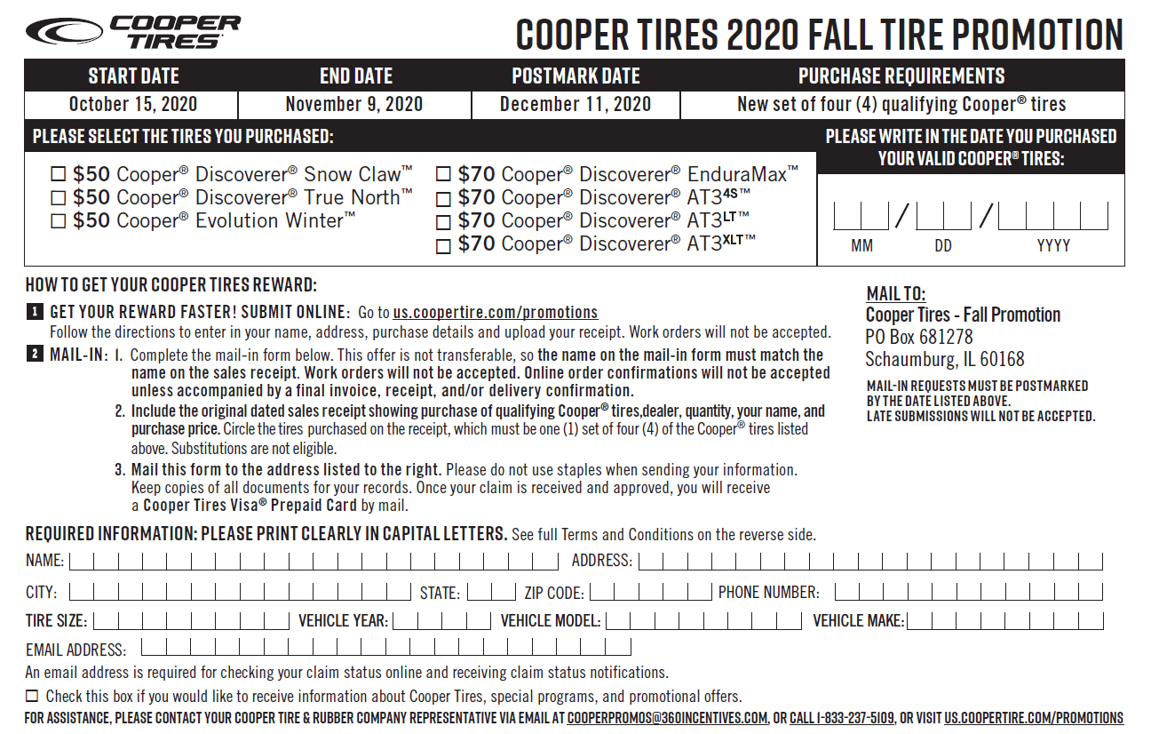 Cooper Tire Rebate Form October 2022 2022 Tirerebate TireRebates