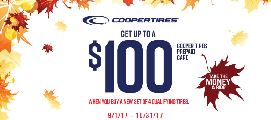 Cooper Tire Rebates Up To 100 End Oct 31 2017