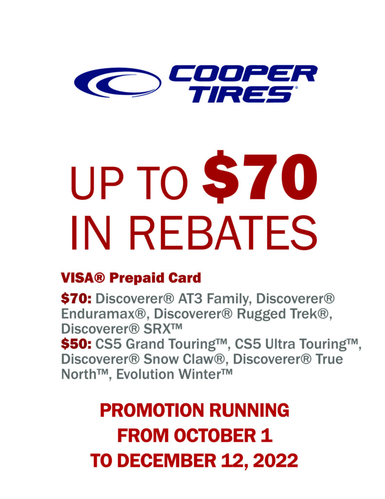 Cooper Tires Fall Rebate Tirecraft