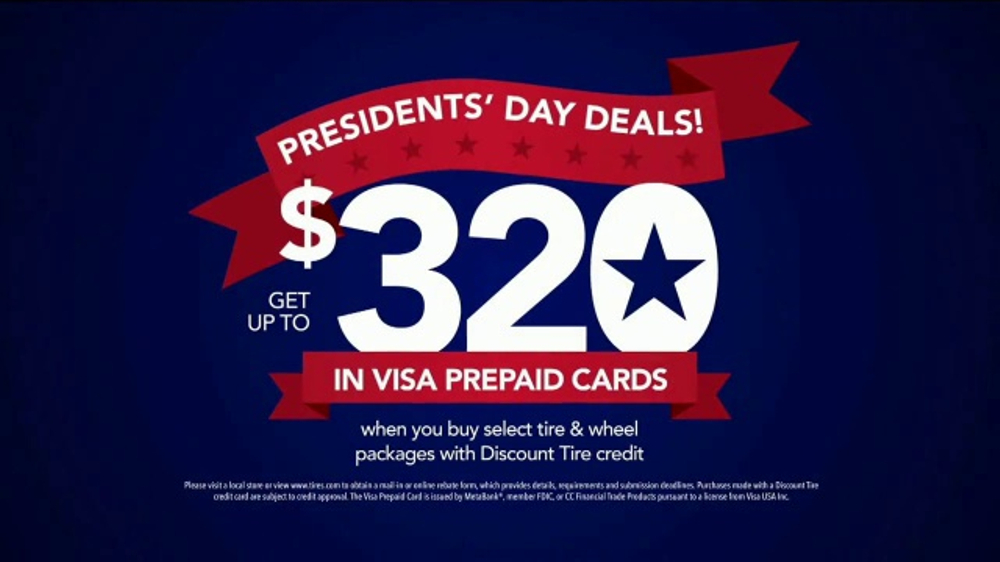 Discount Tire Presidents Day Deals TV Commercial Prepaid Cards 