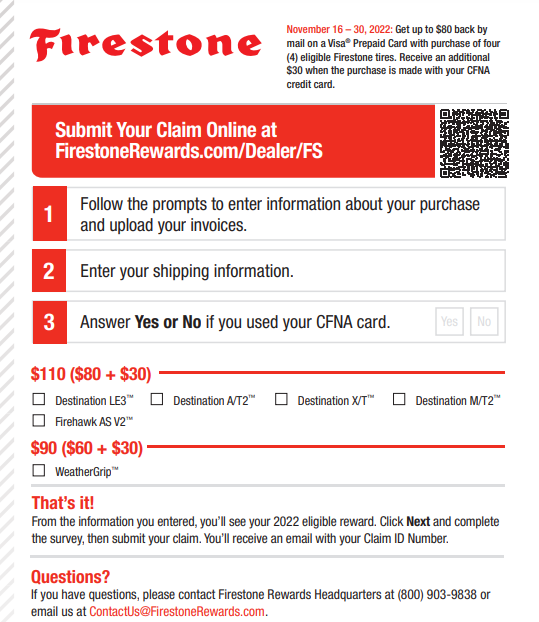 Firestone Rebate Form 2023 Printable Rebate Form