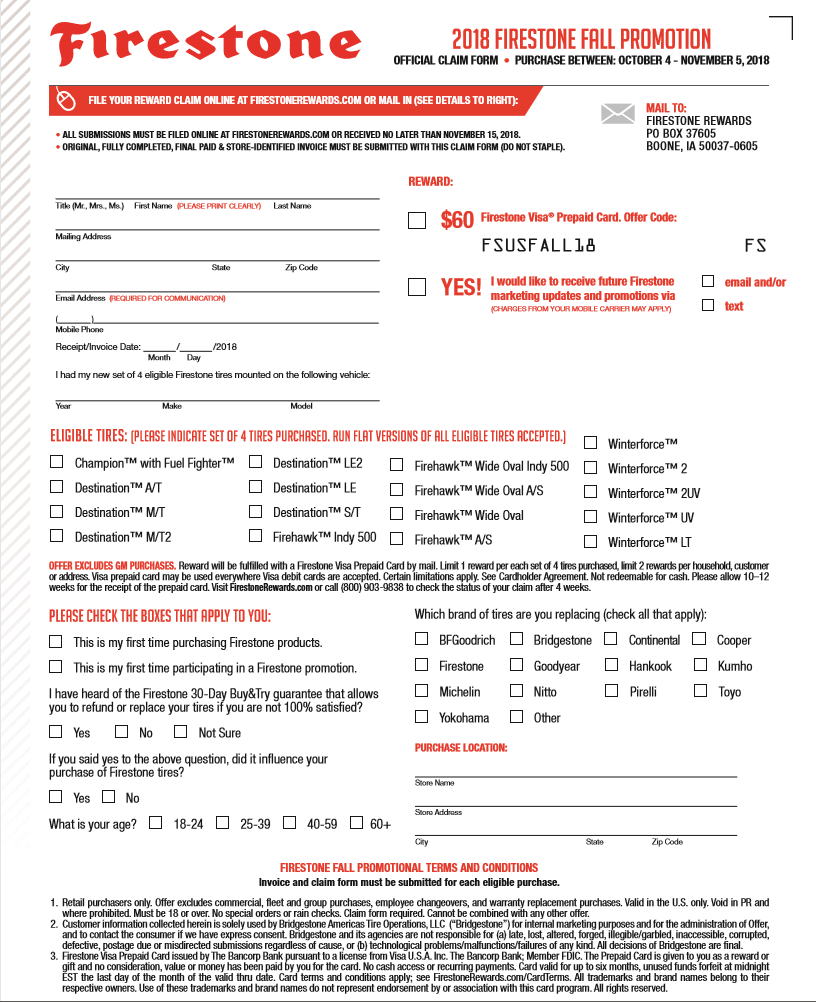 Firestone Tire Rebate Form Profile Subaru