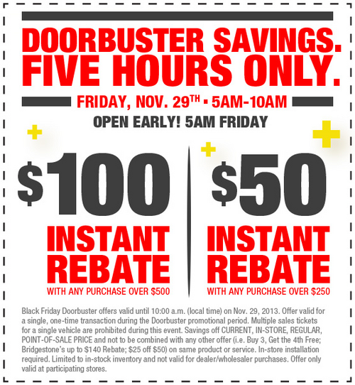 Free Tires Plus Coupons Customers Get 100 Instant Rebate On 500