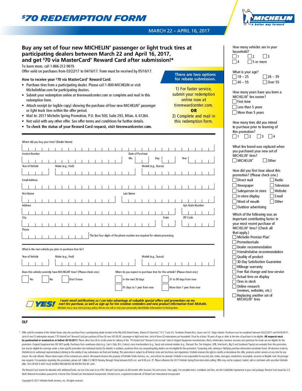 Michelin Rebate Form Canada Universal Network