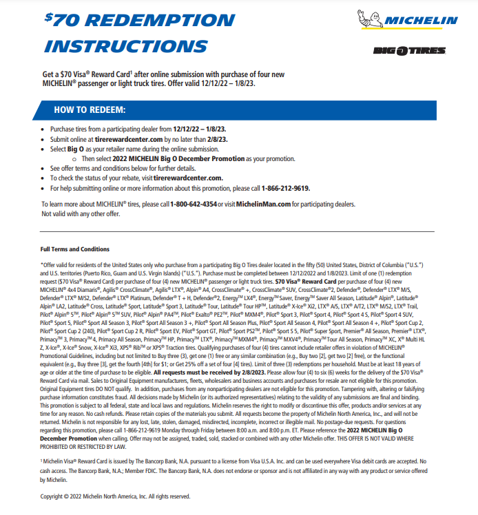 Michelin Rebate Form Pdf Printable Rebate Form