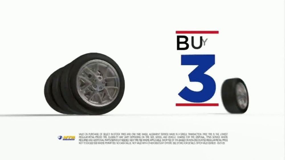 National Tire Battery TV Commercial Buy Three Get One Free 50