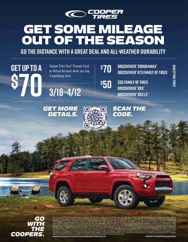 Spring Cooper Tire Rebate Buy 4 Tires At KCC Get 70 Back