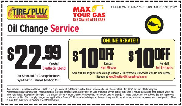 Tires Plus Oil Change Coupon March 2012 Cheap Oil Change Coupons