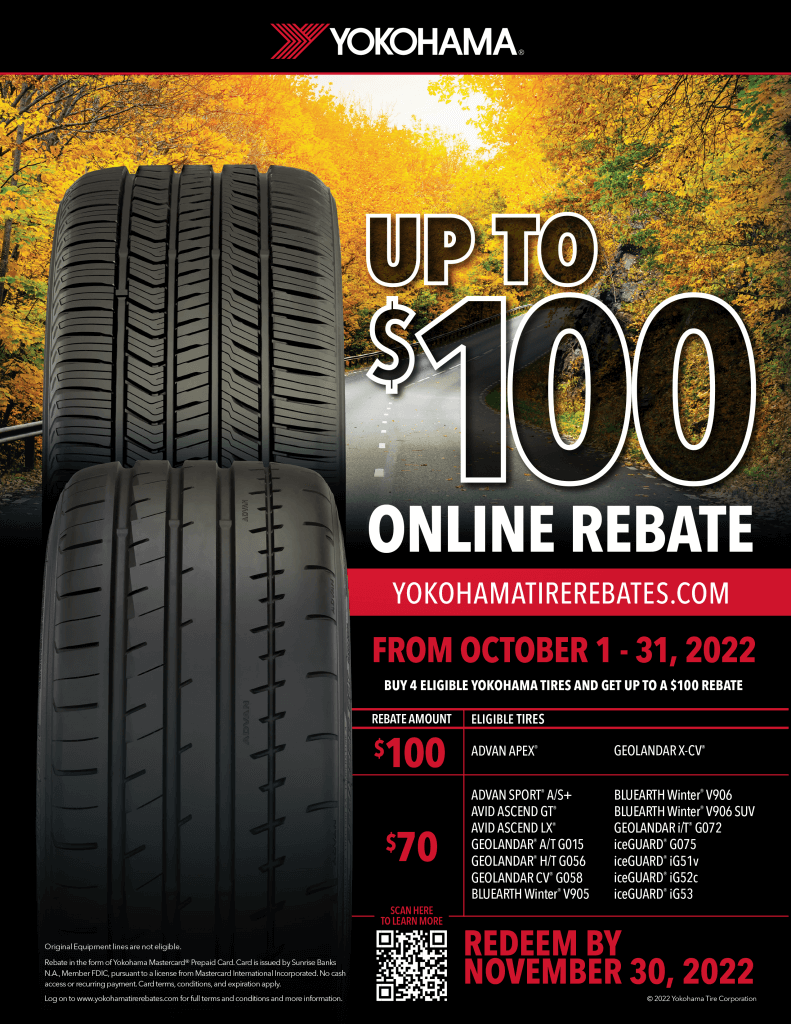 Yokohama Tire Rebate Get Up To 100 Rebate 10 1 22 10 31 22 