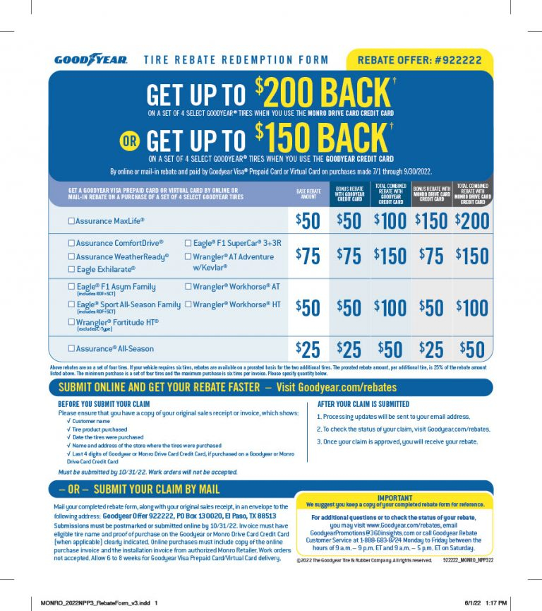 Goodyear Drive Card Rebate July Aug 22 Car X