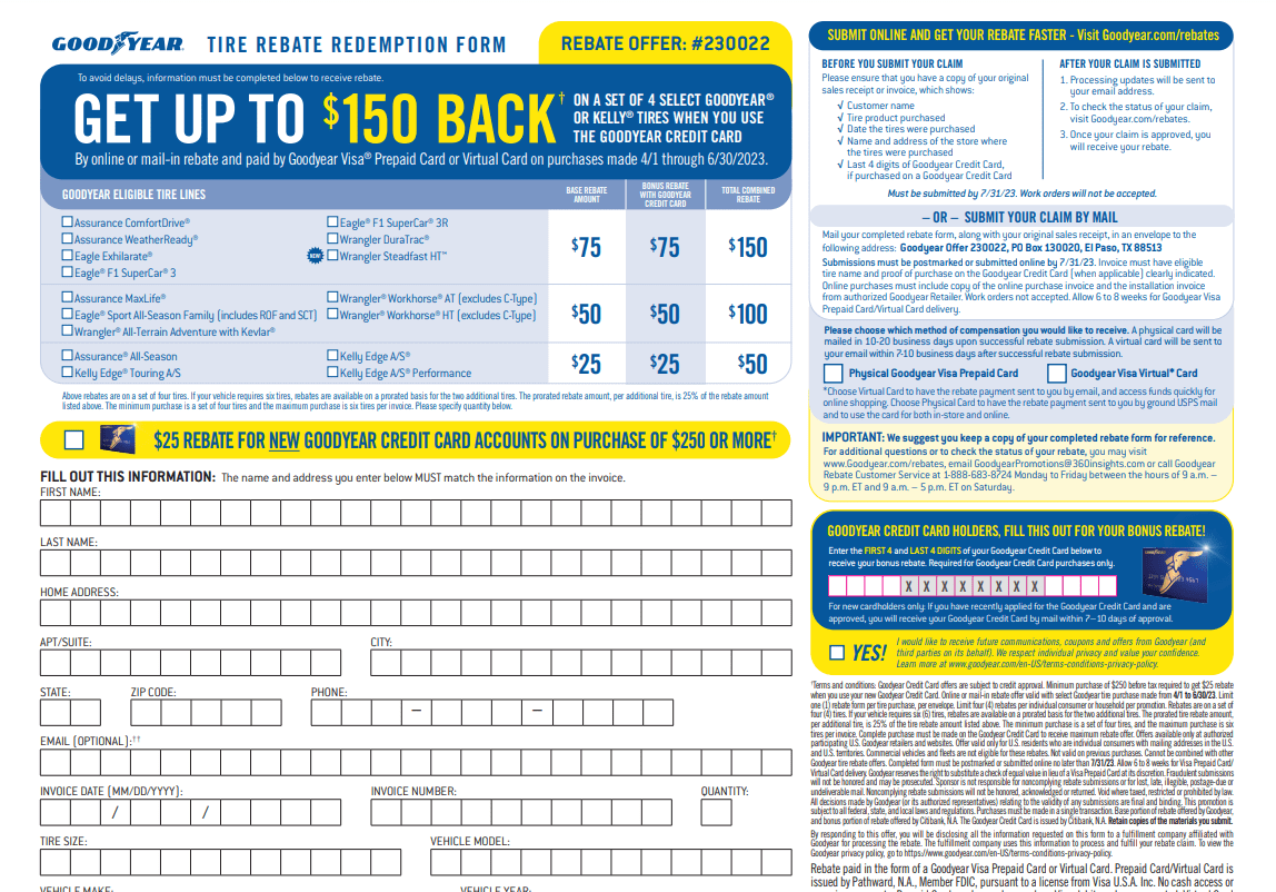 Understanding Goodyear Rebate Process How Long Does Goodyear Rebate 