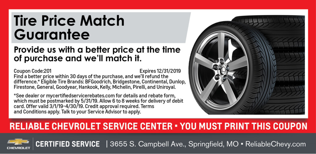 30 Day Price Match On TIres Reliable Chevrolet