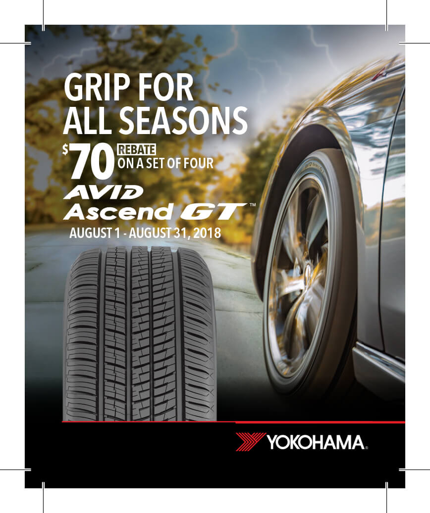  70 Yokohama Rebate On A Set Of Four AVID Ascend GT Tires Kubly s 