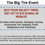 BUY FOUR SELECT TIRES GET UP TO 70 IN MAIL IN REBATE Event Services