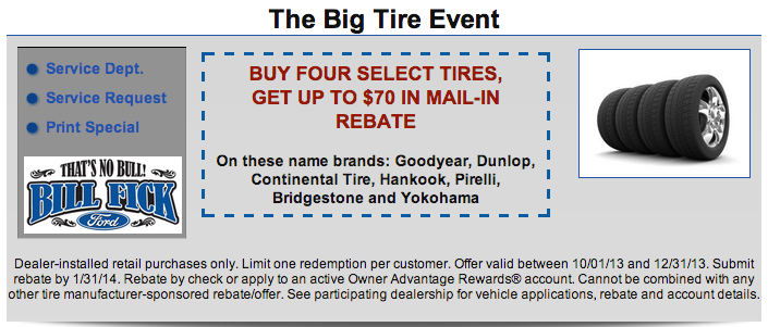 BUY FOUR SELECT TIRES GET UP TO 70 IN MAIL IN REBATE Event Services 