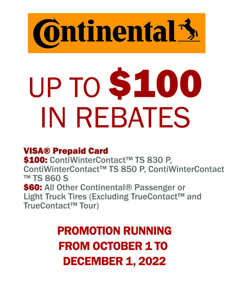 Continental Rebate Fall 2022 Quarrie Tire Auto