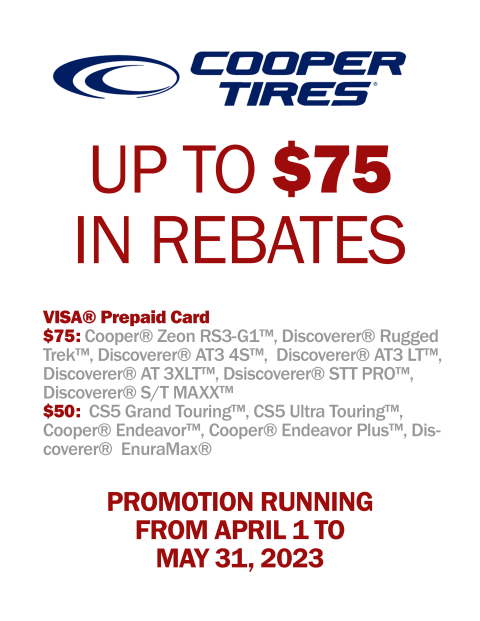 Cooper Tires Spring 2023 Rebate Anderson Automotive