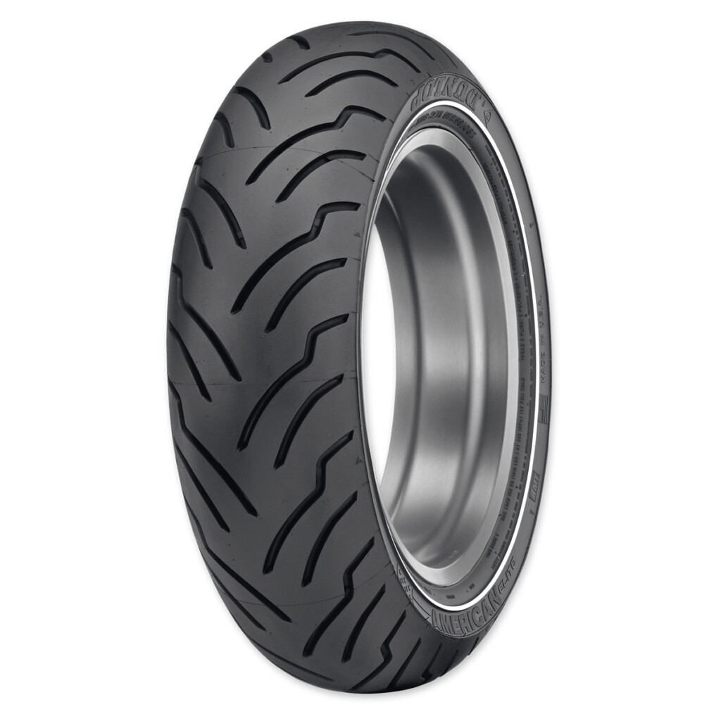 Dunlop American Elite MU85B16 77H Narrow White Stripe Rear Tire 