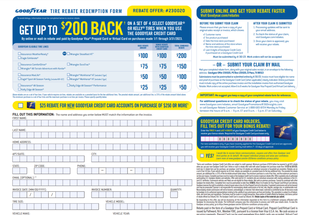 Goodyear Rebates 2023 Get The Best Deals On Tires Goodyear Rebates