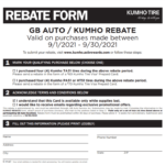 Kumho Tires Rebate 2022 Printable Rebate Form