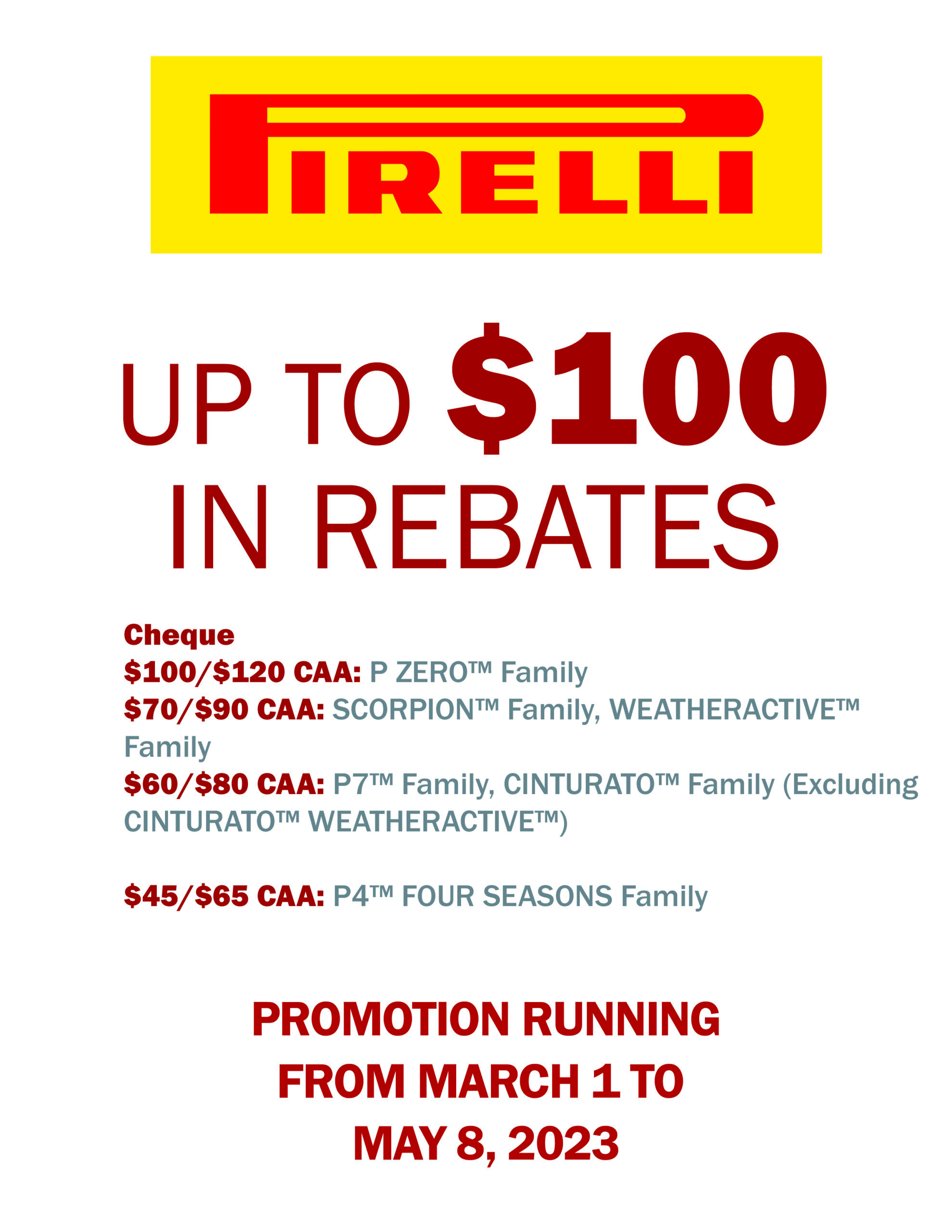 Pirelli Spring 2023 Rebate Eccles Auto Service