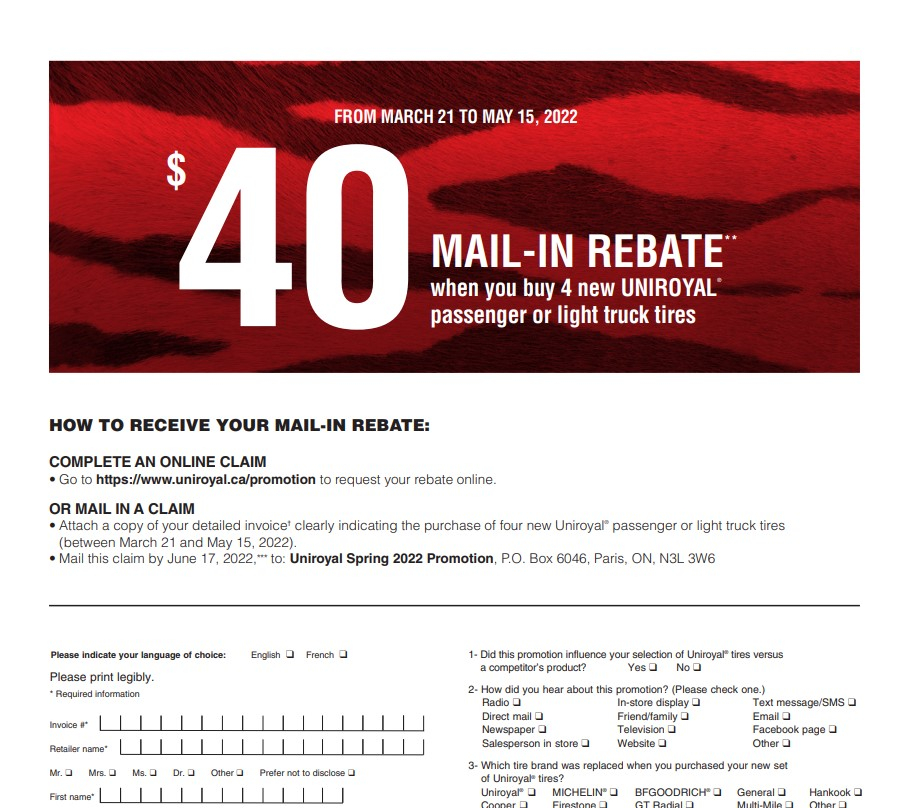 Uniroyal Tire Rebate 2023 Get Cashback On Your Tire Purchase